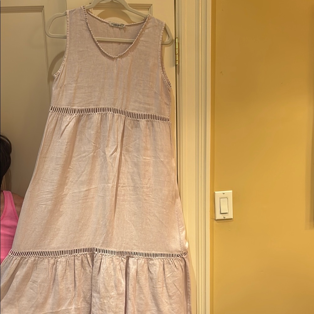 Valentina Gray Tan Tiered Ruffled Sundress